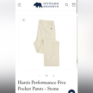 Men’s Onward Reserve Harris Performance Five Pocket Pants- Stone